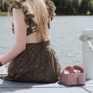 Oka Kie Floral Backless Mini Dress